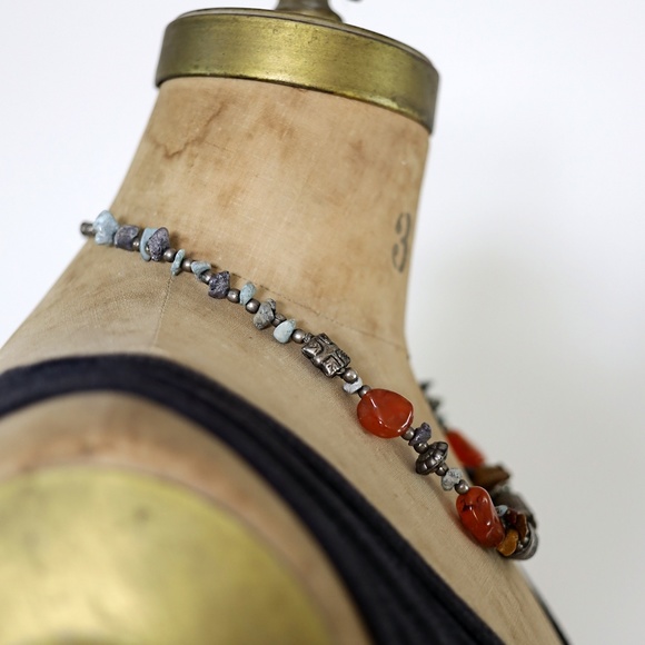 VINTAGE BOHEMIAN One of a kind multi-stone art necklace! - Picture 2 of 4